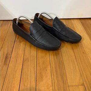 Gucci Diamante Penny Slip On Loafers Drivers Black Leather Size 8 US / 7.5 G